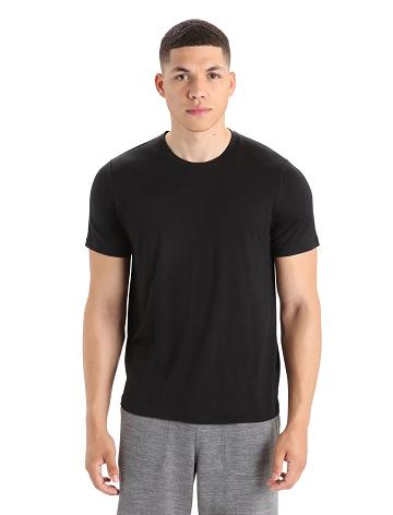 Men's Icebreaker Merino Tech Lite II Short Sleeve Tee T Shirts Black | CA 1778YXFU